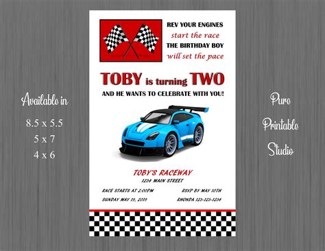 Racing Birthday Invitation Digital Download | Etsy