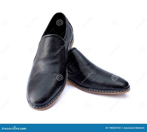 Black Men`s Shoes On White Background Stock Image Image Of Closeup