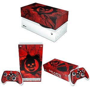 Kit Xbox Series X Skin E Capa Anti Poeira Gears Of War Skull Pop