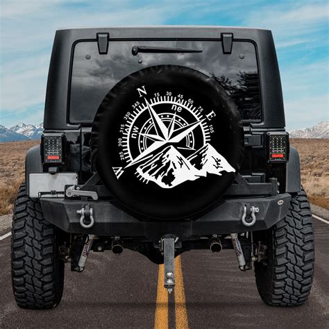 Compass With Mountain Jeep All Over Print Spare Tire Cover Etsy