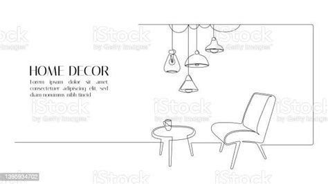 Dessin Continu Dune Ligne De Fauteuil Et De Table Avec Tasse Mobilier