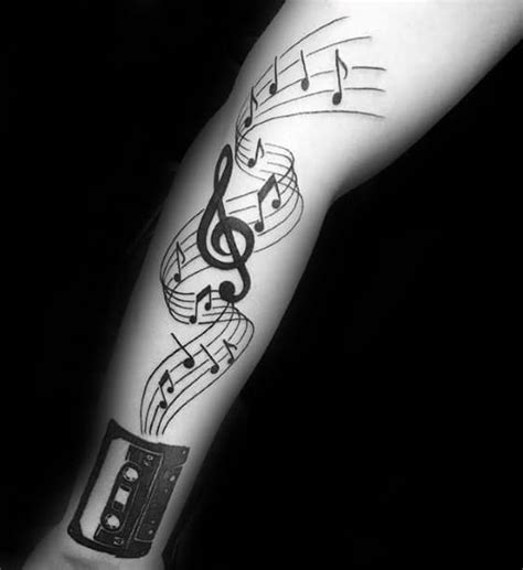 50 Music Staff Tattoo Designs For Men - Musical Pitch Ink Ideas