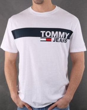 Tommy Hilfiger Taping T Shirt White Mens Tee Taping Ribbed Ringer