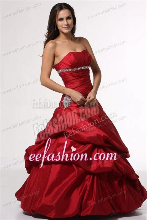 Wine Red Sweetheart Beading Taffeta Quinceanera Dress For Cheap