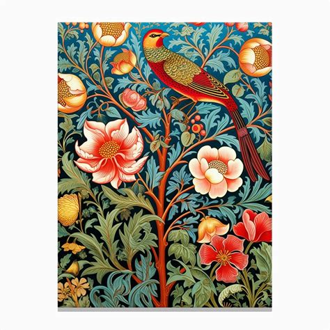 William Morris Bird In A Tree Canvas Print By Rizwana Khan Fy