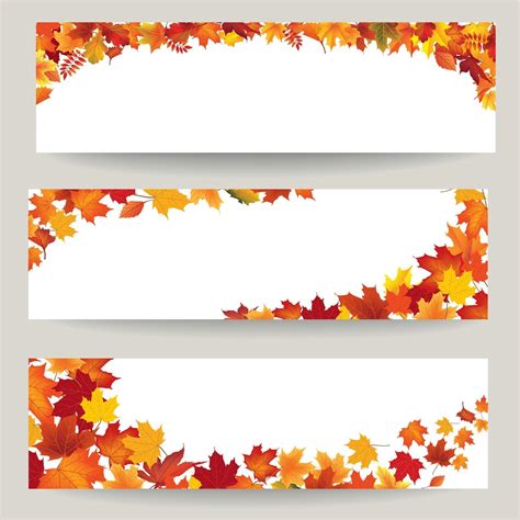 Fall Leaves Banner Set Swirl Autumn Leaf Background Nature Border