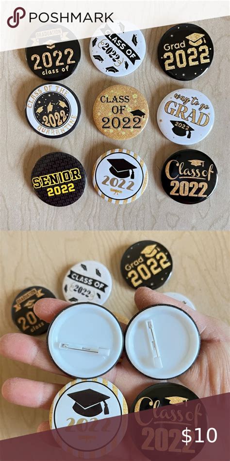 Set Of Graduation Button Pins Class Of 2022 Seniors Safety Pin Back