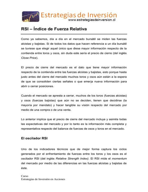 RSI Índice de Fuerza Relativa