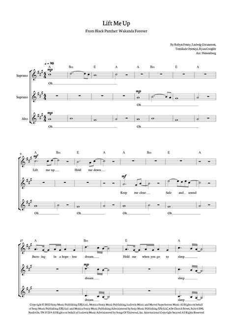 Lift Me Up Arr Heisenberg By Rihanna Sheet Music For Ssa Choir At Sheet Music Direct