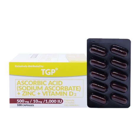 1 Box Tgp Ascorbic Acid Zinc Vitamin D3 500mg 10mg 1000iu 100