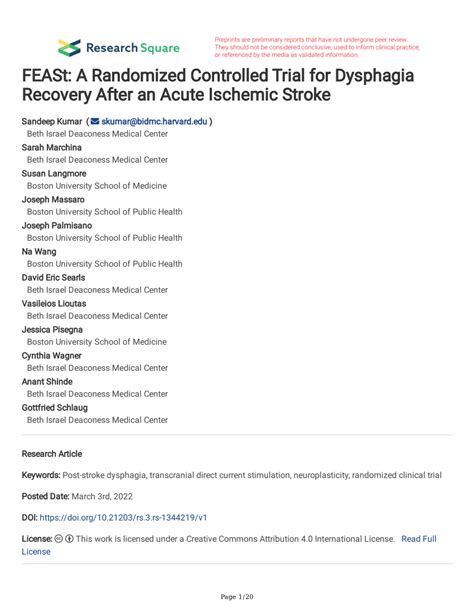 Pdf Feast A Randomized Controlled Trial For Dysphagia Recovery After