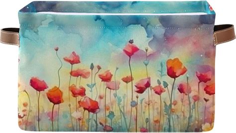 Hotbar Colorful Flowers Storage Bins Foldable Canvas Fabric Storage