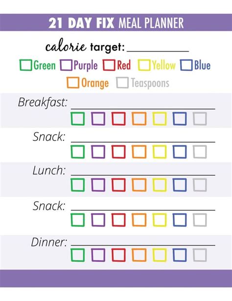 Simple To Use 21 Day Fix Meal Planner And Tracker Get Our Simple 21 Day Fix Container