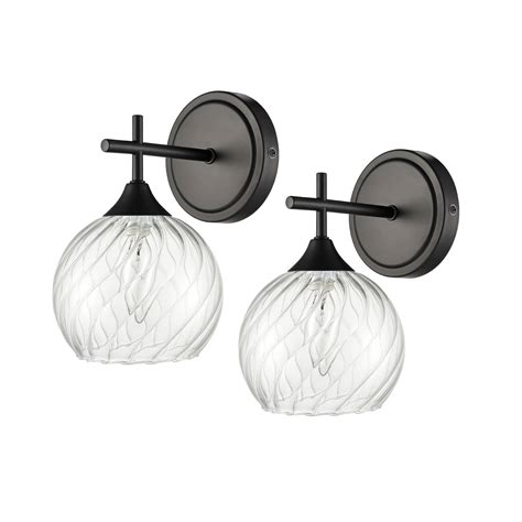 Modern Black Wall Sconce Clear Glass Bathroom 2 Pack| Claxy