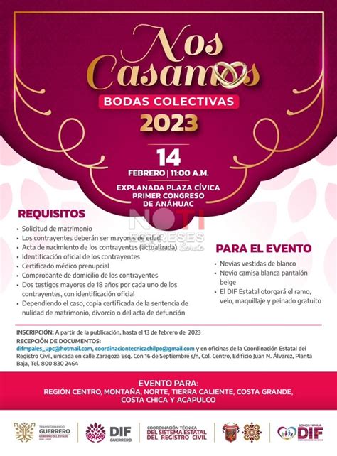 El DIF Guerrero invita a la ciudadanía a las bodas colectivas 2023 Nos