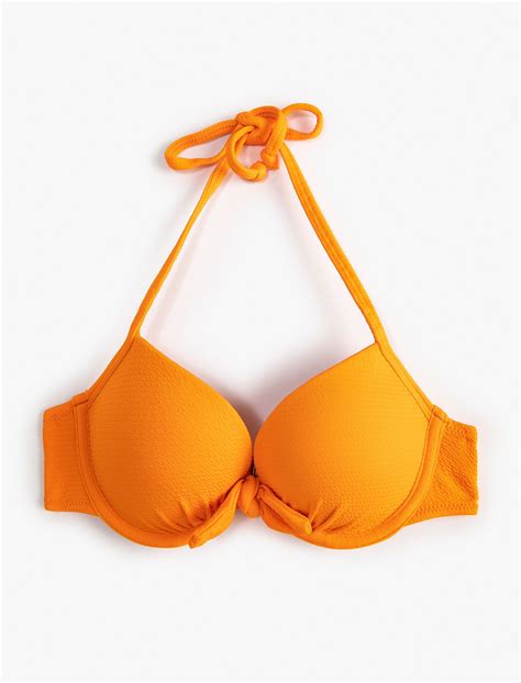 Turuncu Kadın Push Up Bikini Üstü Dolgulu Balenli Dokulu 3SAK10150BM