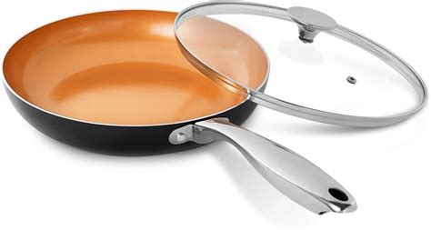 Michelangelo 28 Cm Non Stick Frying Pan With Lid Copper Frying Pan With Ultra Nonstick Titanium