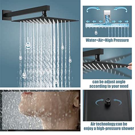 Aolemi Matte Black Rainfall Shower System Inch Shower Head Combo Set