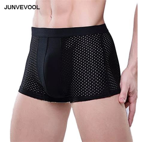 Sexy Negro Ropa Interior Malla Transpirable Calzoncillos Hombres Boxer