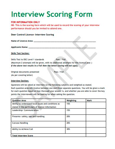 Free Scoring Form Samples In Pdf Ms Word