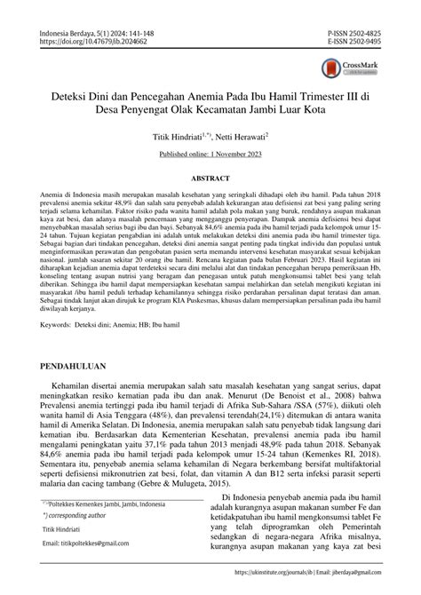 PDF Deteksi Dini Dan Pencegahan Anemia Pada Ibu Hamil Trimester III
