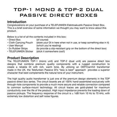 TDP 2 Dual Passive Direct Box Telefunken Elektroakustik