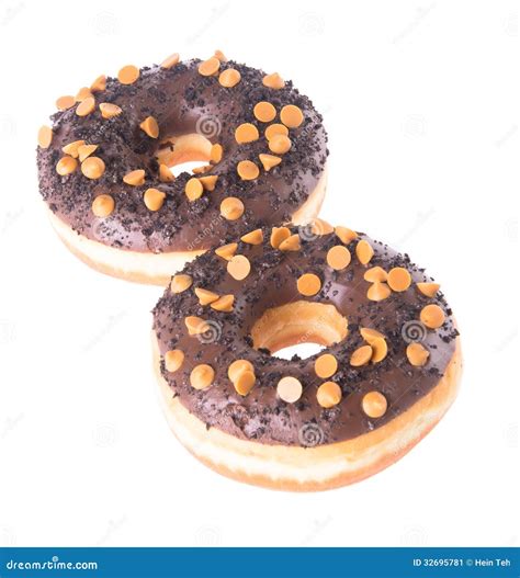 Chocolate Donuts On A White Background Stock Image Image Of Color