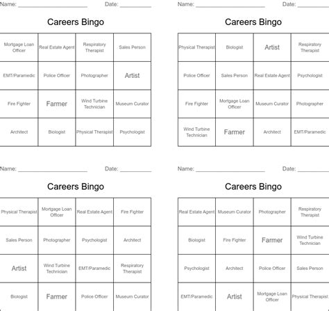 Careers Bingo Wordmint