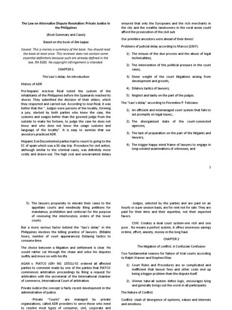 Adr Notes Pdf Mediation Alternative Dispute Resolution