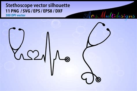 Stethoscope Svg Silhouette Bundle Stethoscope Vector