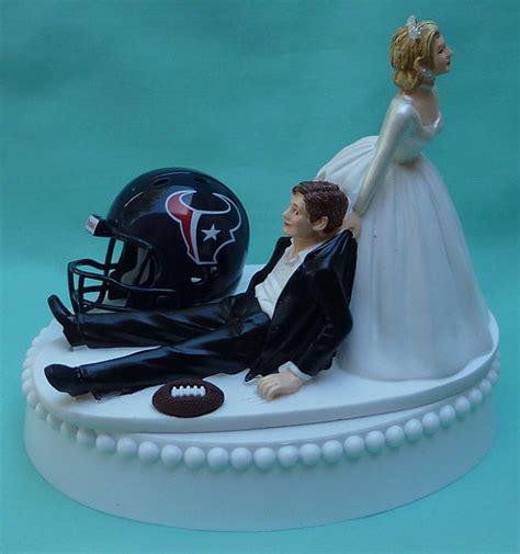 Wedding Cake Topper Houston Texans Football Themed W Garter Display