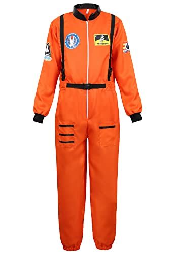 Lehauya Astronaut Costume Men Spaceman Costume Adult Orange Space Suit