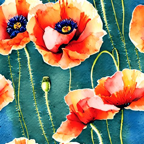 Poppy Flowers Watercolor Set Elements Hyper Realistic · Creative Fabrica