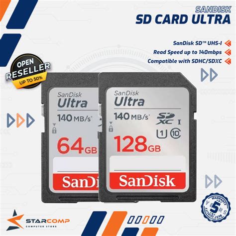 Jual Sandisk SD Card Ultra 140 Mbps Original SD CARD 140MBPS 128gb