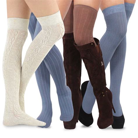 Teehee Women's Extra Long Fashion Thigh High Socks Over the Knee High ...