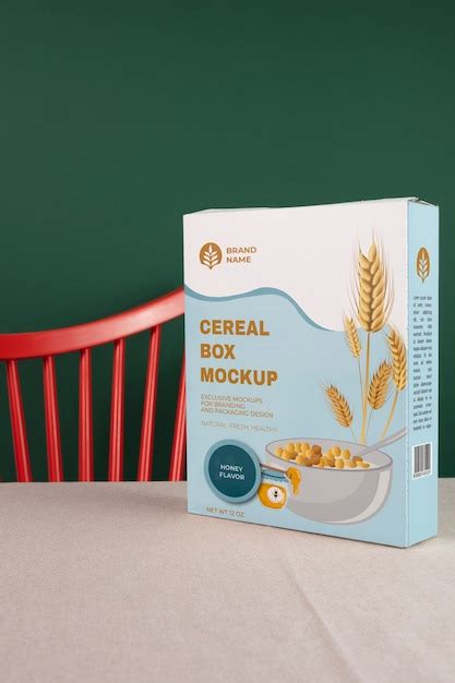 Free PSD | Cereal box on table mockup