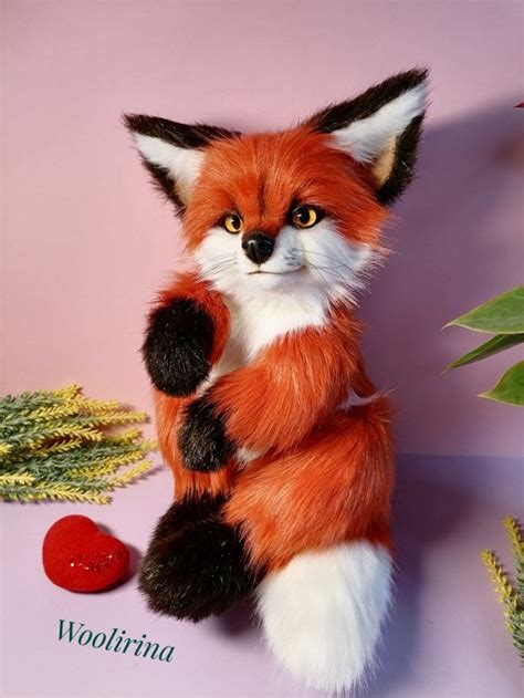 Realistic Fox Stuffed Animal Foxes Teddy Bear Plush Poseable Fox Cub