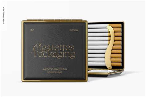 premium psd leather cigarette box mockup front view