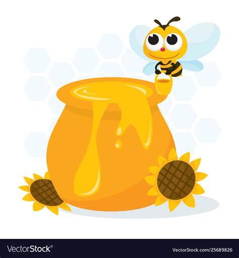 Honey bee and jar Royalty Free Vector Image - VectorStock