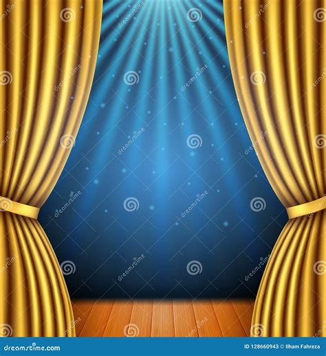 Background with a Gold Curtain and a Spotlight Stock Vector - Illustration of fabric, elegant ...