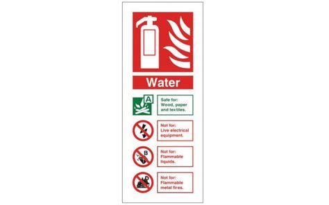 Water Extinguisher Id Sign Portrait 80mm X 200mm Fire Protection