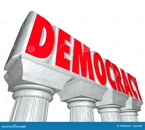 Democracy Word 3d Letters Columns Freedom Choose Government Stock