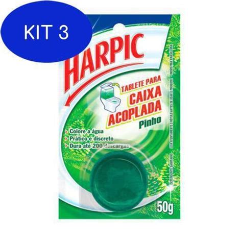 Kit 3 Harpic Para Caixa Acoplada Pinho 50G Reckitt Benckiser Pastilha