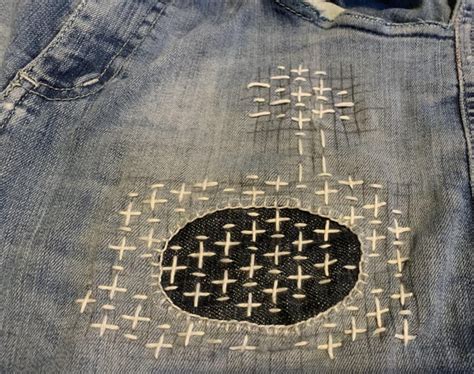 My First Attempt At Sashiko Mending Finally Finished Rvisiblemending