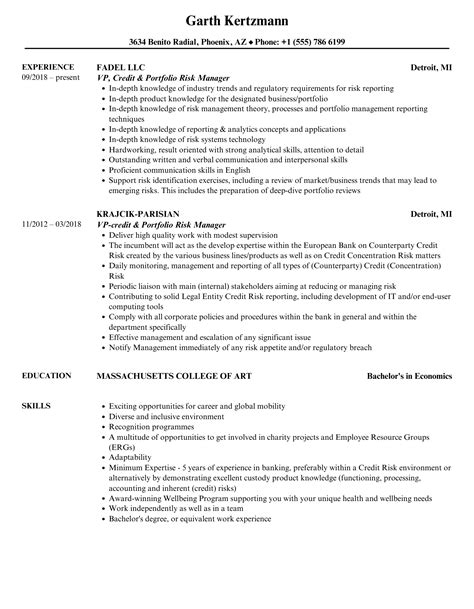 Credit Portfolio Risk Manager Resume Samples Velvet Jobs