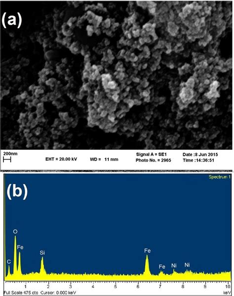 Sem Image Of A Fe O Sio Crtni And B Edx Pattern Of Fe O Sio