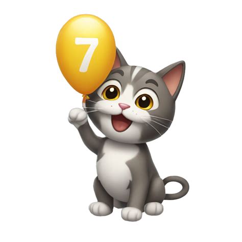 Cat Climbing On A Balloon Shaped Like The Number 7 Ai Emoji Generator