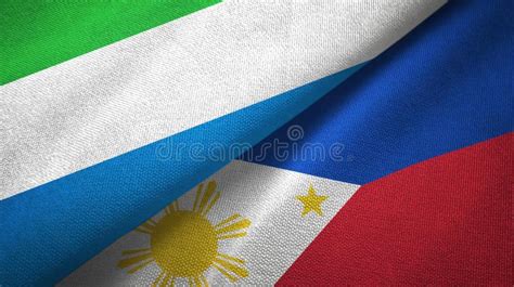 Sierra Leone And Philippines Two Flags Textile Cloth Fabric Texture