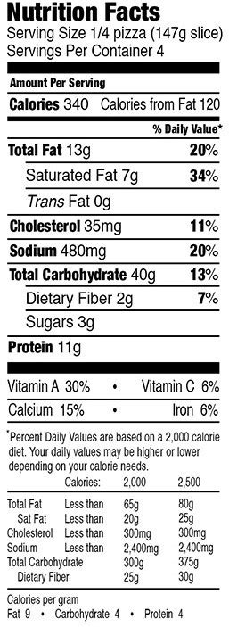 Cheese Pizza : Ingredients and Nutritional Facts - Mystic Pizza Food ...