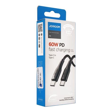 Buy Joyroom 60w Pd Type C To Type C Fast Charging Cable Black S